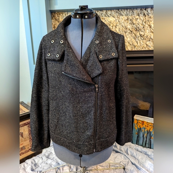 Loft Grey Motorcycle Jacket in Grey Cotton - Picture 1 of 9